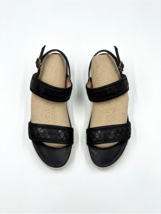 Miz Mooz Shoes - Miz Mooz Black Women’s Sandals with Textured Straps